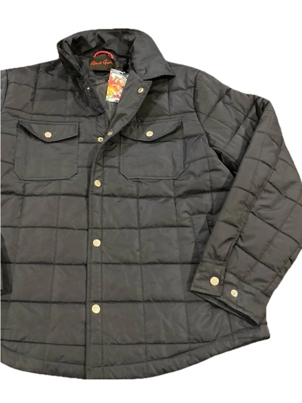 NWT Robert Graham Men’s Navy Blue Quilted Utility Collar Jacket Size L